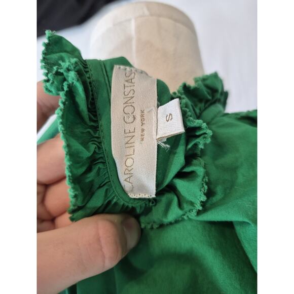 Carolina Constas Womens Designer Green Ruffled V-neck Shift Dress Small - Picture 7 of 7